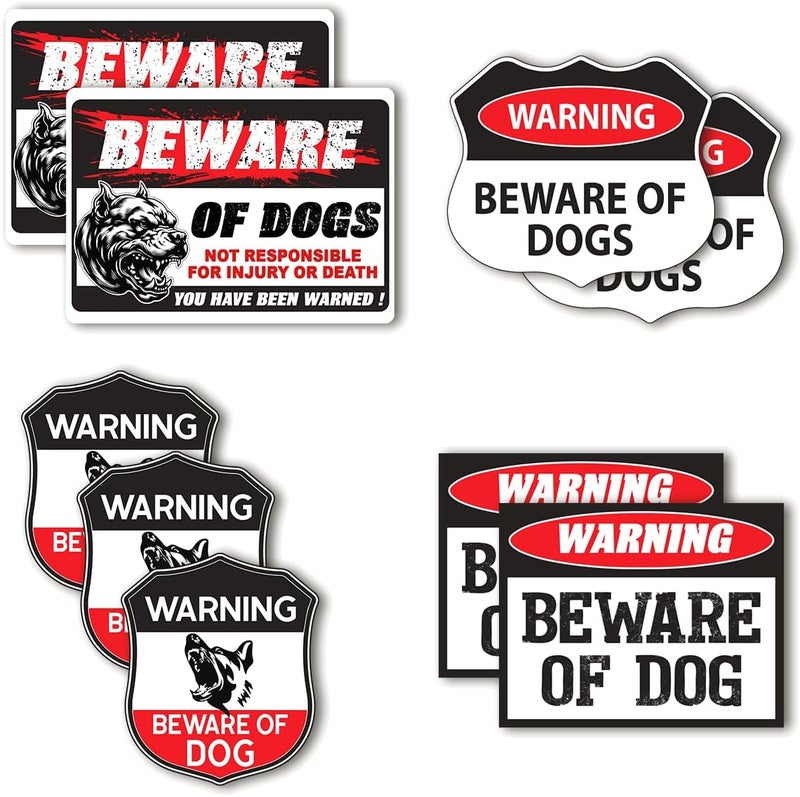 RABOWA Pack 8 Pcs Beware of Dog Sticker for Cars Vehicle Trucks Indoor Outdoor Window Laptops Warning Sign Bumper Stickers Waterproof Removable Vinyl Decals Car Exterior Home Accessories - Image 1